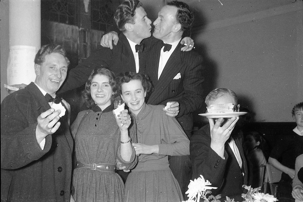 Drama group members taking a refreshments break - 1952